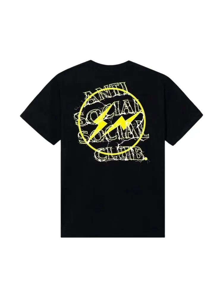 Футболка Anti Social Social Club x Fragment Bolt 'Black/Yellow' — изображение 2 из 2, черный