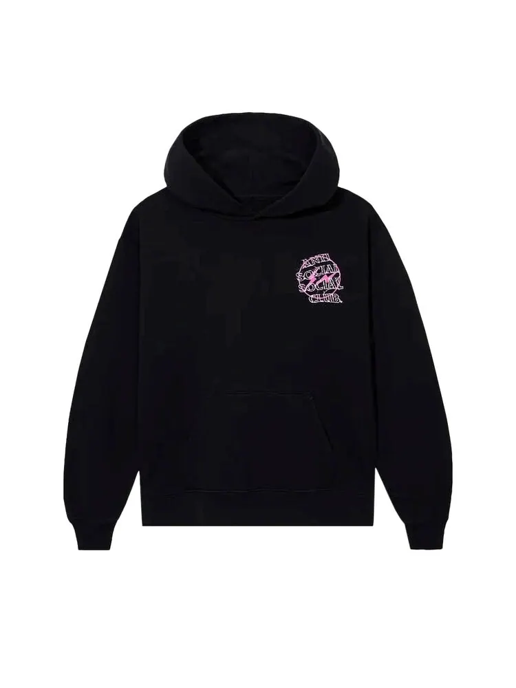Худи Anti Social Social Club x Fragment Bolt 'Black/Pink' — изображение 2 из 3, черный