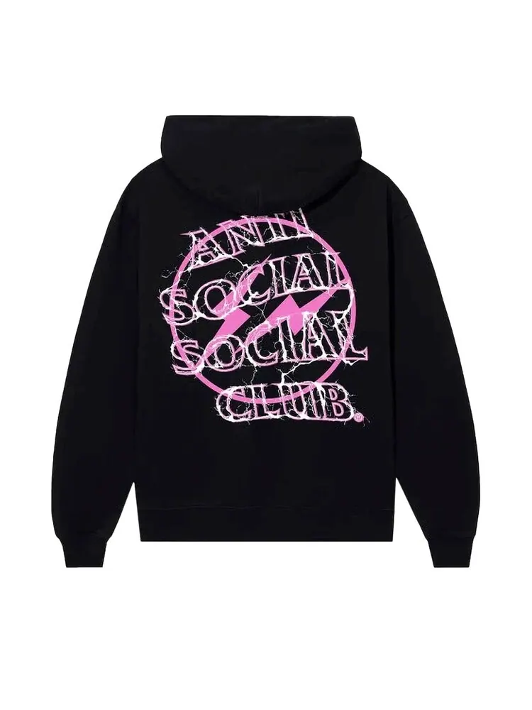 Худи Anti Social Social Club x Fragment Bolt 'Black/Pink' — изображение 3 из 3, черный
