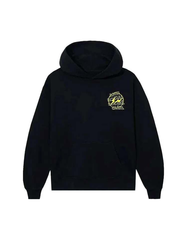 Худи Anti Social Social Club x Fragment Bolt 'Black/Yellow' — изображение 2 из 3, черный