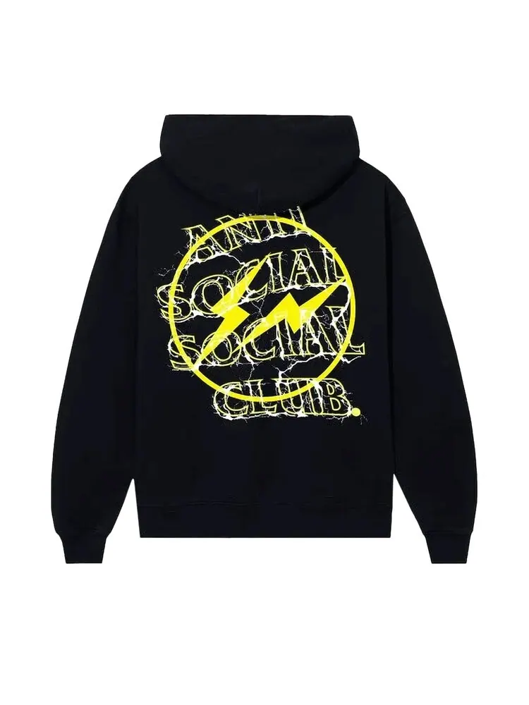 Худи Anti Social Social Club x Fragment Bolt 'Black/Yellow' — изображение 3 из 3, черный