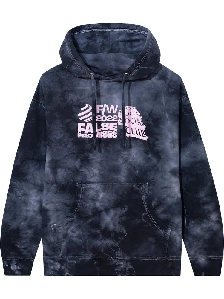 Худи Anti Social Social Club False Promises Tie Dye Hoodie 'Black' — изображение 1 из 2, черный