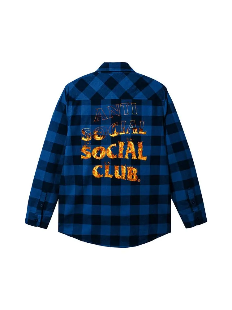 Топ Anti Social Social Club A Fire Inside Flannel — изображение 2 из 2, синий
