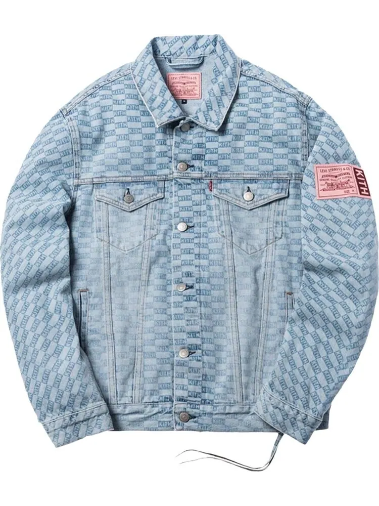 Куртка Kith For Levi's Salt Bleached AOP Trucker Jacket 'Light Blue' — изображение 1 из 1, синий