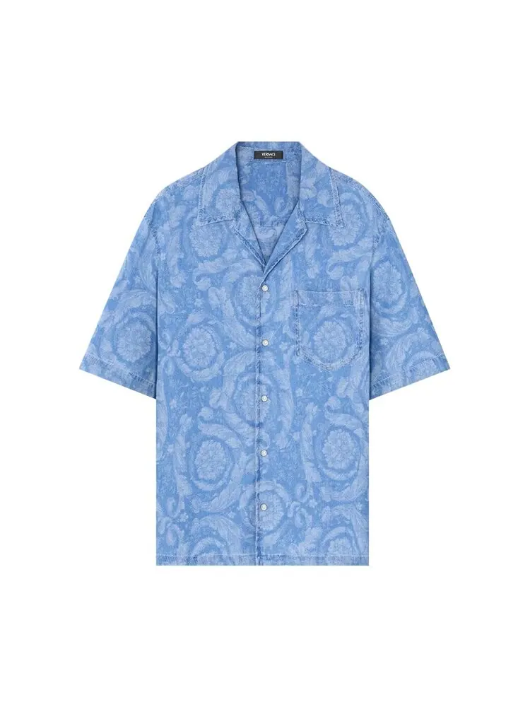 Рубашка Versace All Over Denim Shirt — изображение 1 из 1, синий