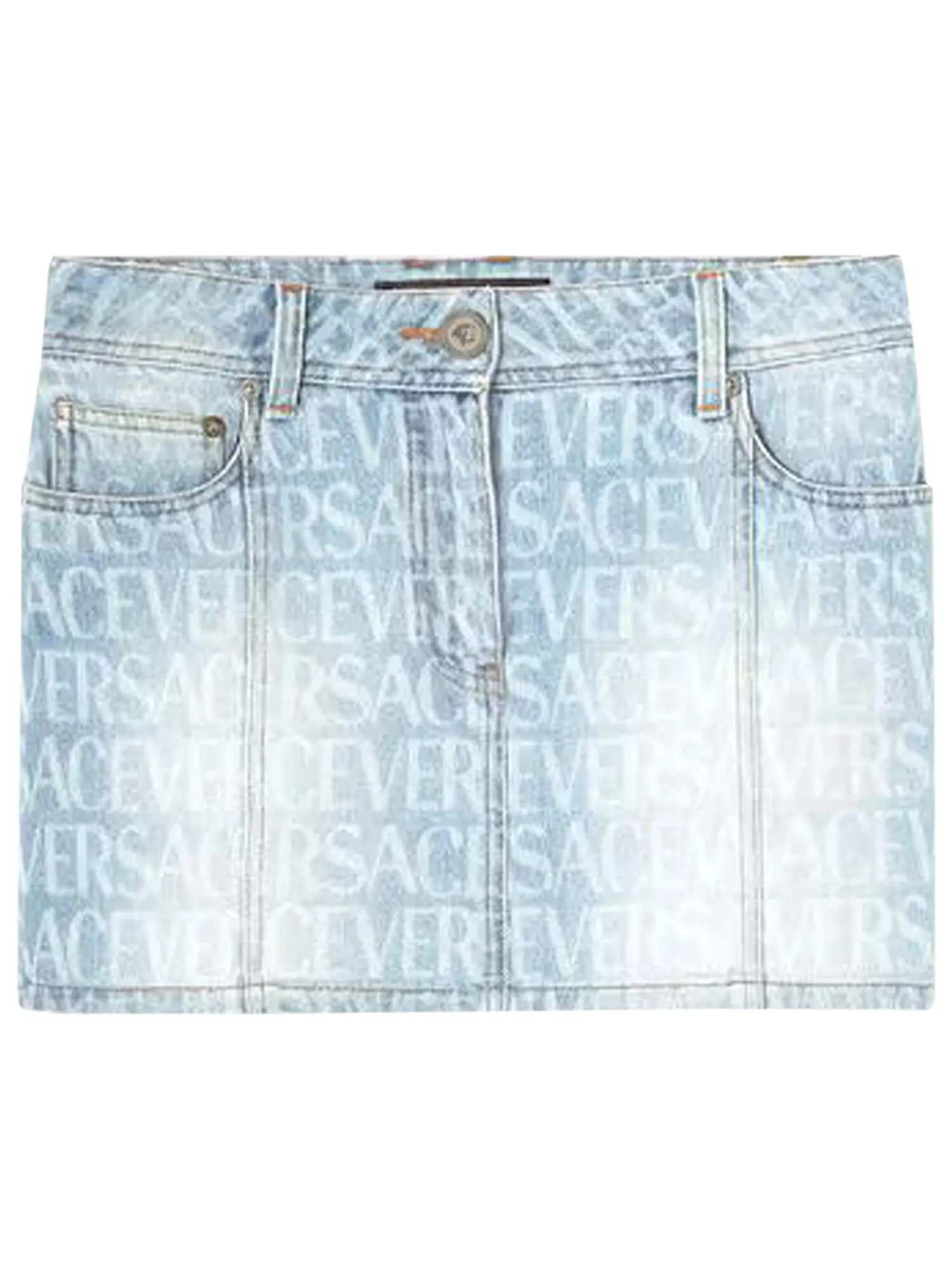 Джинсовая юбка с логотипом Versace — изображение 1 из 1, светлый синий