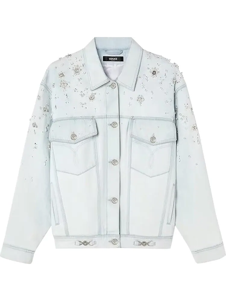 Куртка Versace Embroidered Denim 'Light Blue Ice' — изображение 1 из 1, синий