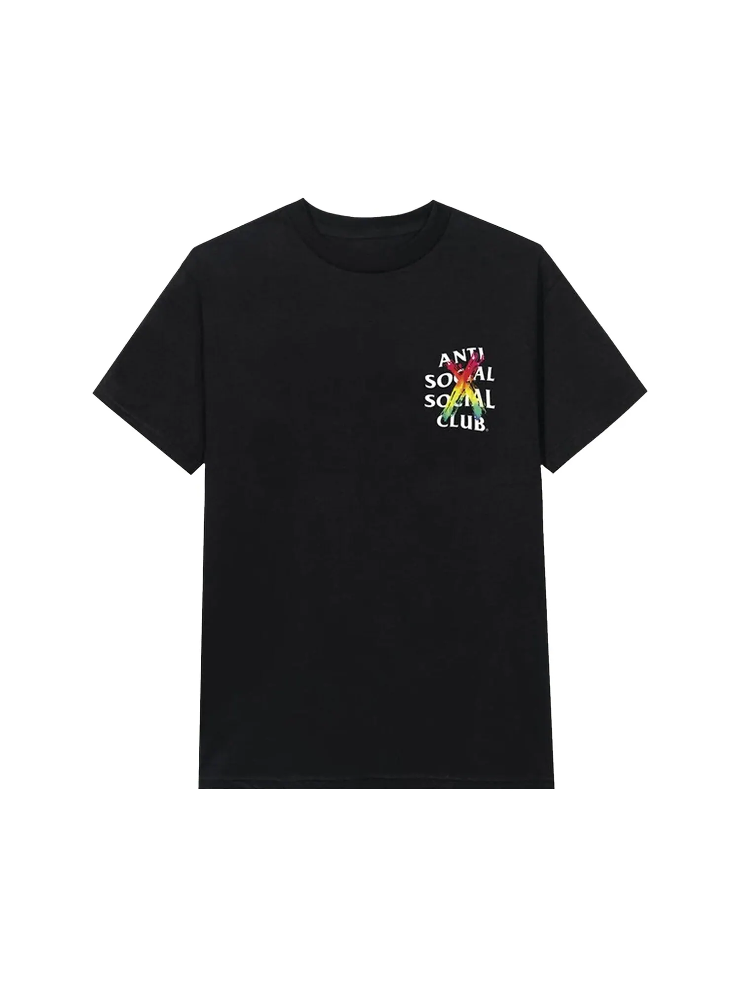 Радужная футболка Anti Social Social Club, черная, отменена