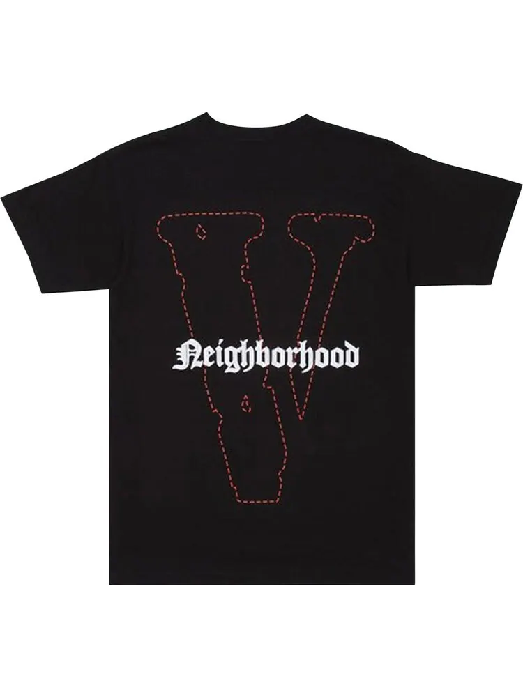 Футболка Vlone x Neighborhood Skull Short-Sleeve T-Shirt 'Black/Red' — изображение 2 из 3, черный
