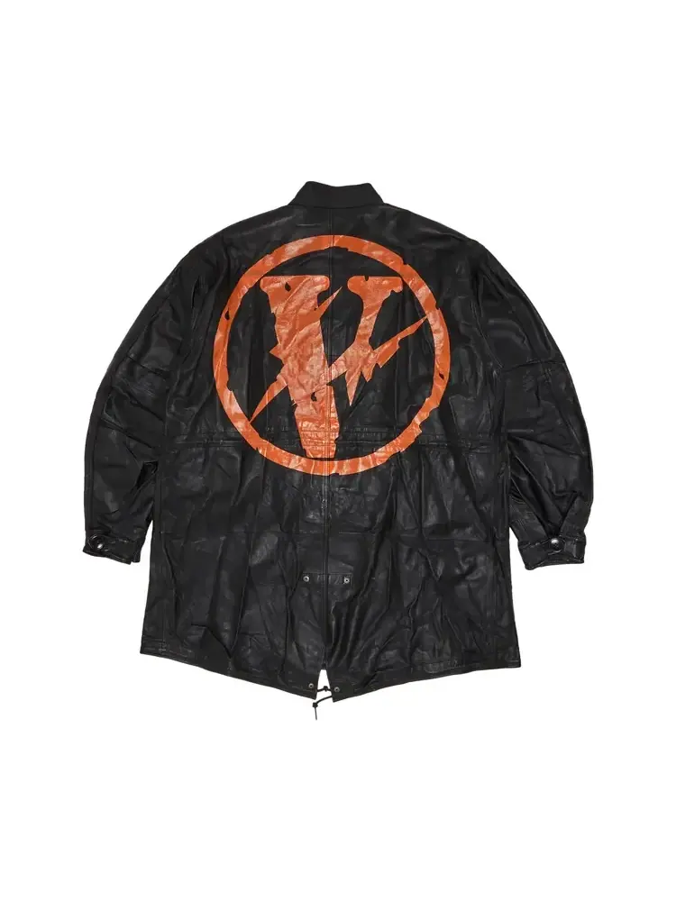 Кожаная куртка Vlone x Fragment Design с удлиненным задником — изображение 2 из 3, черный