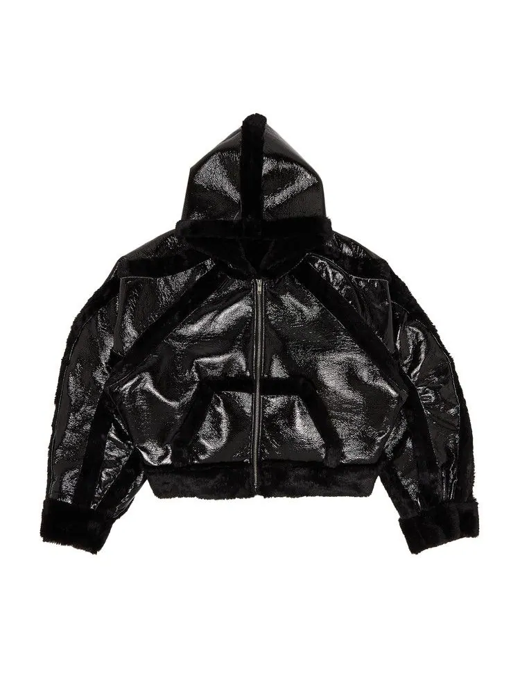 Куртка Ottolinger Shearling Fitted Multiline Jacket — черный