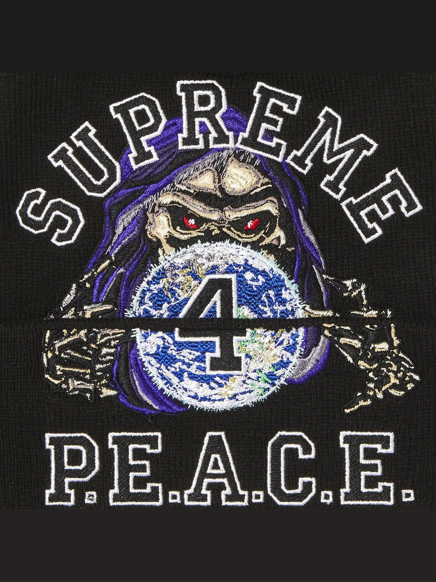 Шапка-бини Supreme Peace с вышивкой — изображение 3 из 3, черный