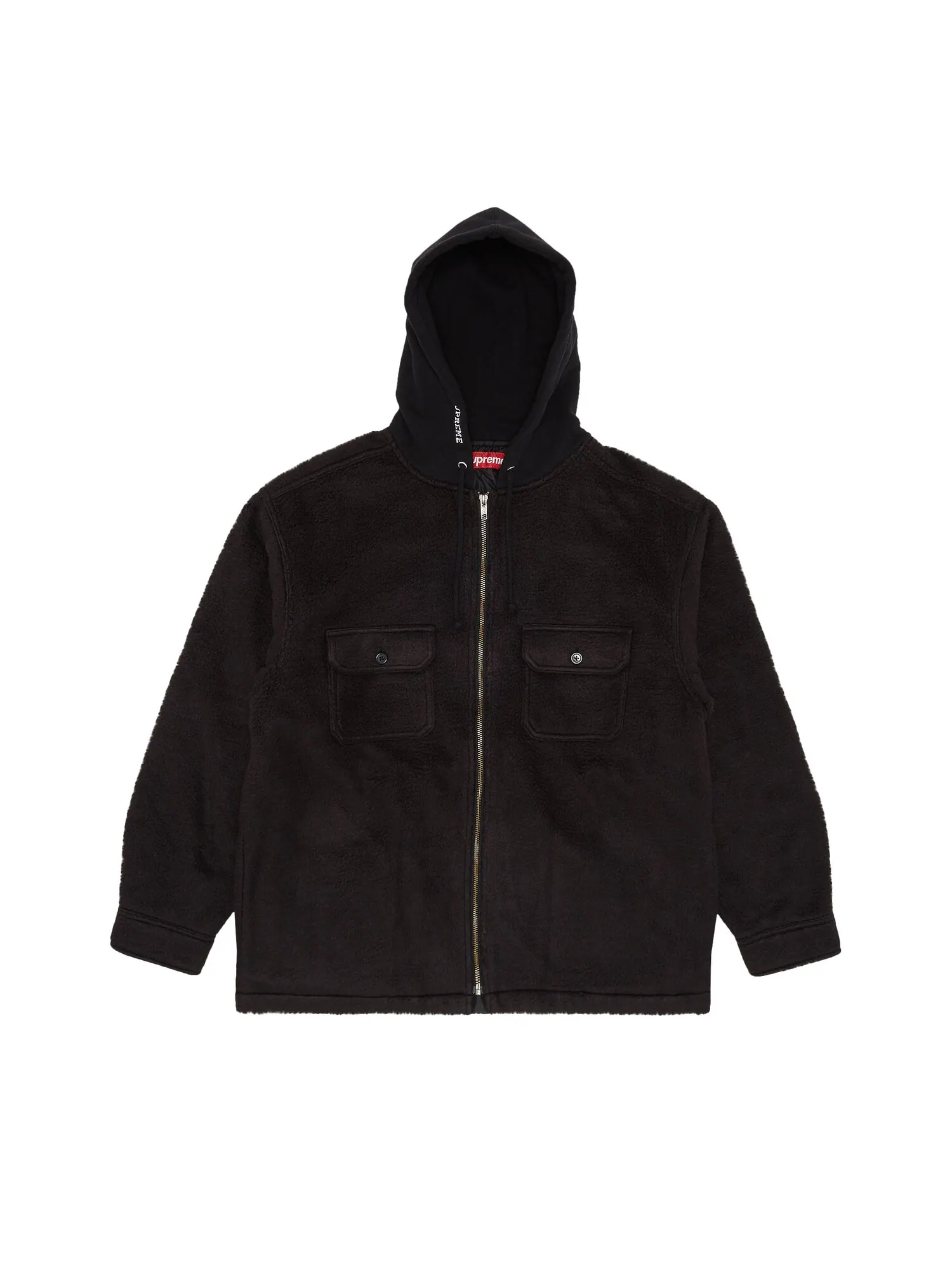 Флисовая рубашка с капюшоном на молнии Supreme