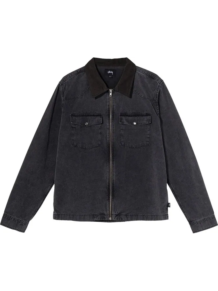 Рубашка Stussy Washed Canvas Work Shirt 'Black' — изображение 1 из 2, черный
