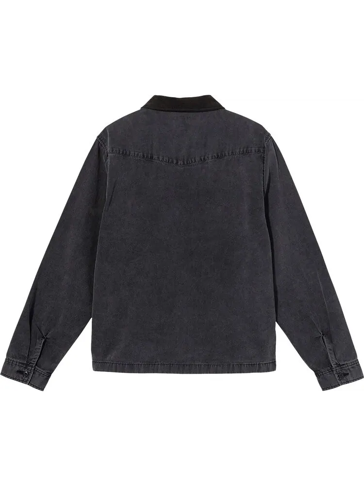 Рубашка Stussy Washed Canvas Work Shirt 'Black' — изображение 2 из 2, черный