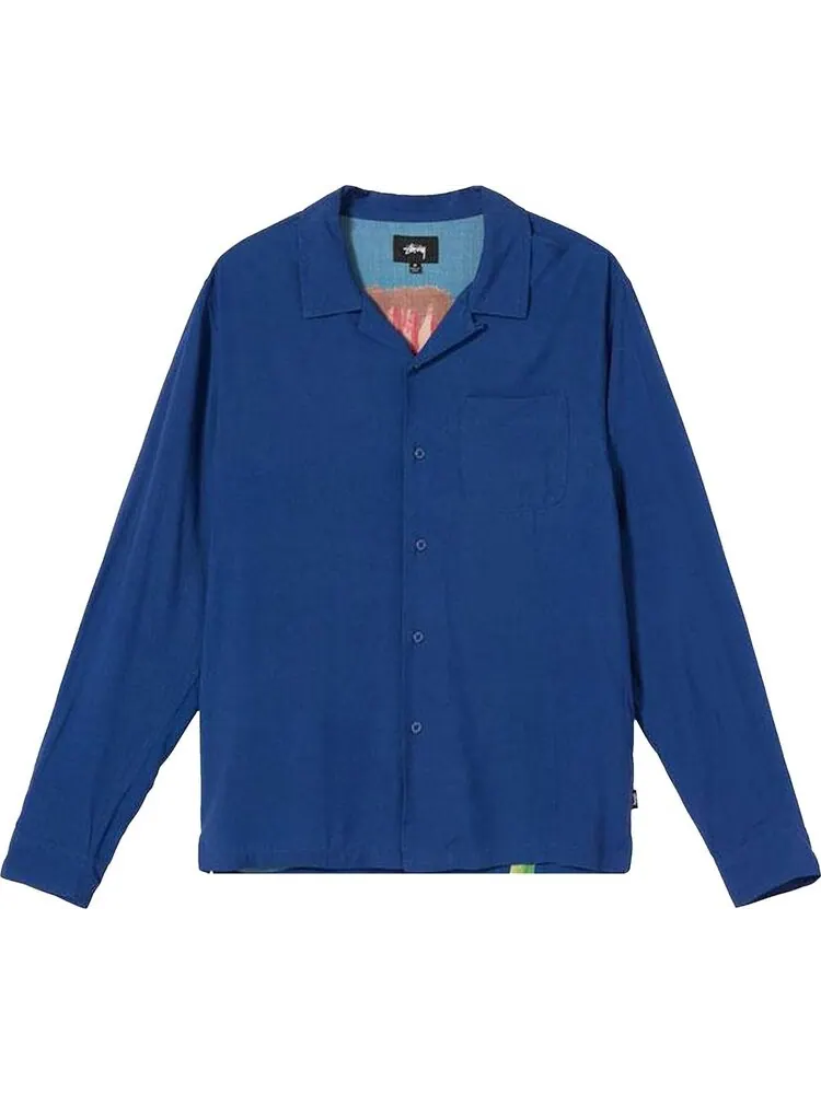 Рубашка Stussy Big Poppy Long-Sleeve Shirt 'Blue' — изображение 1 из 2, синий