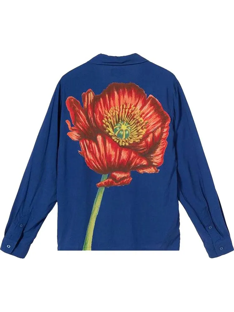 Рубашка Stussy Big Poppy Long-Sleeve Shirt 'Blue' — изображение 2 из 2, синий