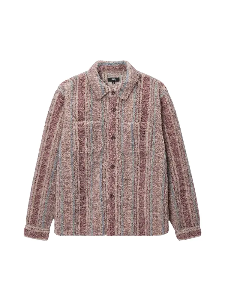 Рубашка Stussy Stripe Sherpa 'Berry' — изображение 1 из 2, мульти