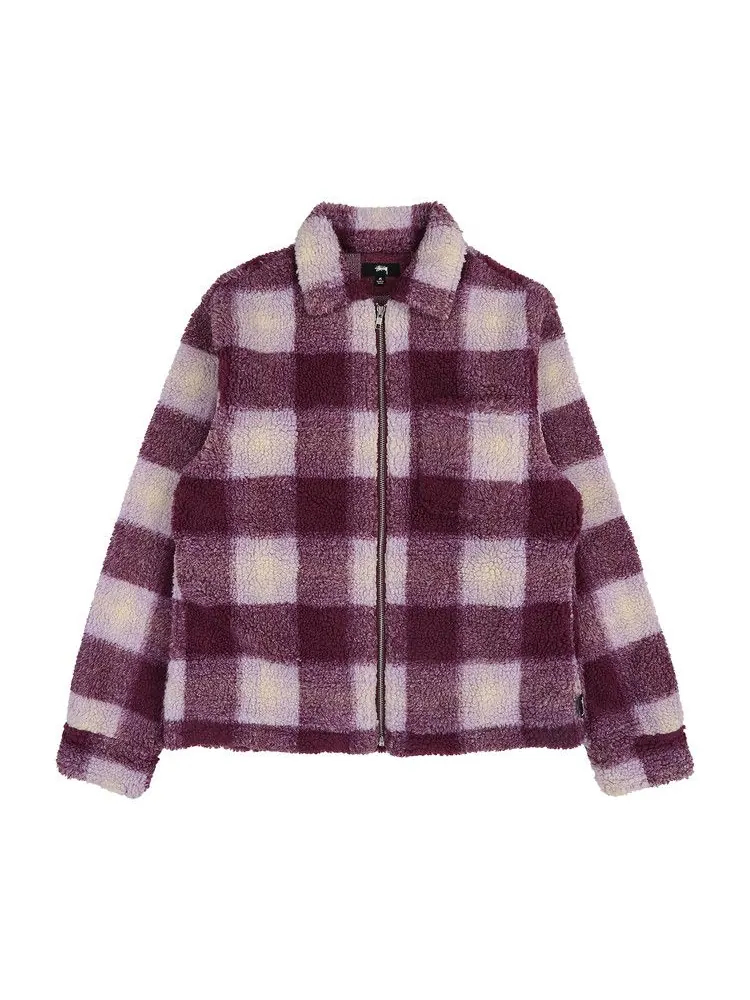 Куртка Stussy Shadow Plaid Zip Sherpa — изображение 1 из 3, фиолетовый
