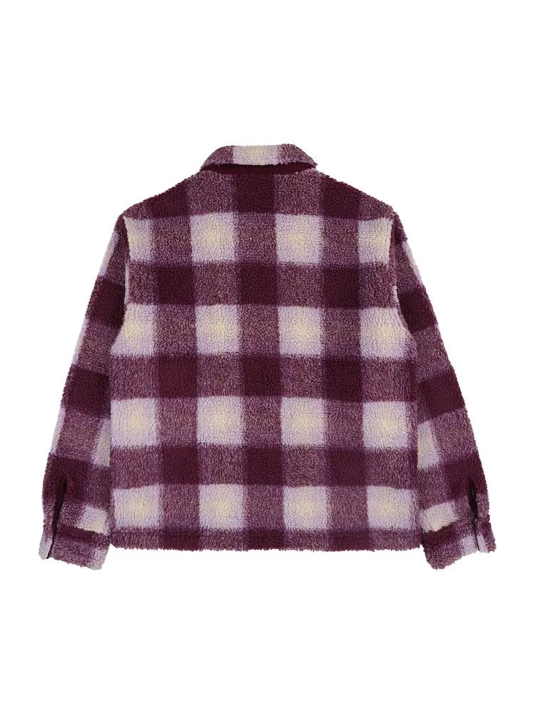 Куртка Stussy Shadow Plaid Zip Sherpa — изображение 2 из 3, фиолетовый