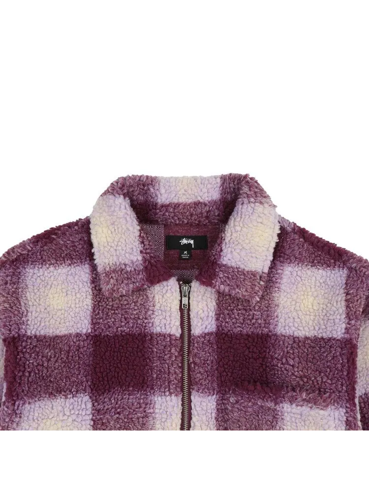 Куртка Stussy Shadow Plaid Zip Sherpa — изображение 3 из 3, фиолетовый