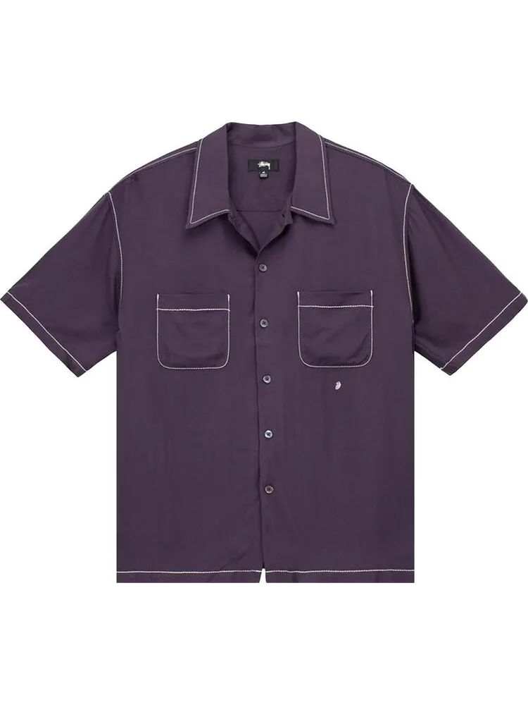 Рубашка Stussy Contrast Pick Stitched Shirt 'Plum'