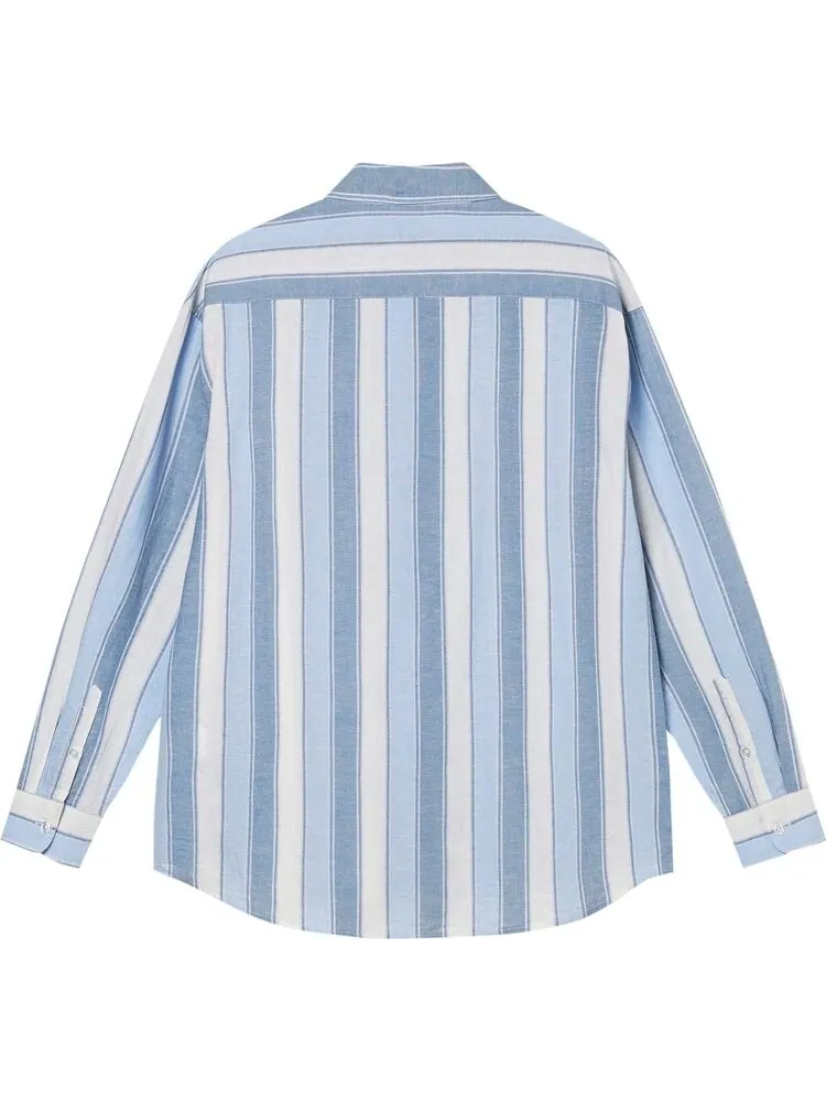 Рубашка Stussy Wide Striped Shirt 'Blue Stripe' — изображение 2 из 2, синий
