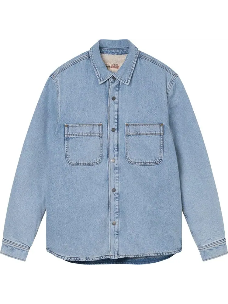 Рубашка Stussy Sherpa Lined Denim Shirt 'Light Denim'