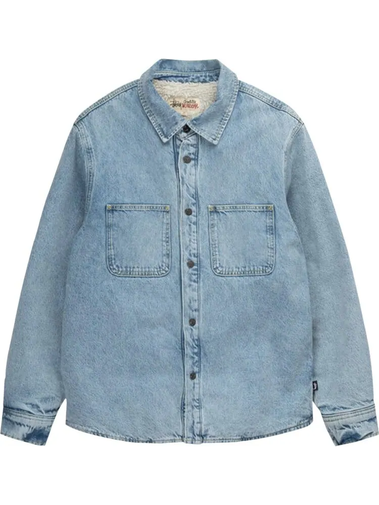Рубашка Stussy Sherpa Lined Denim Shirt 'Stone Washed'