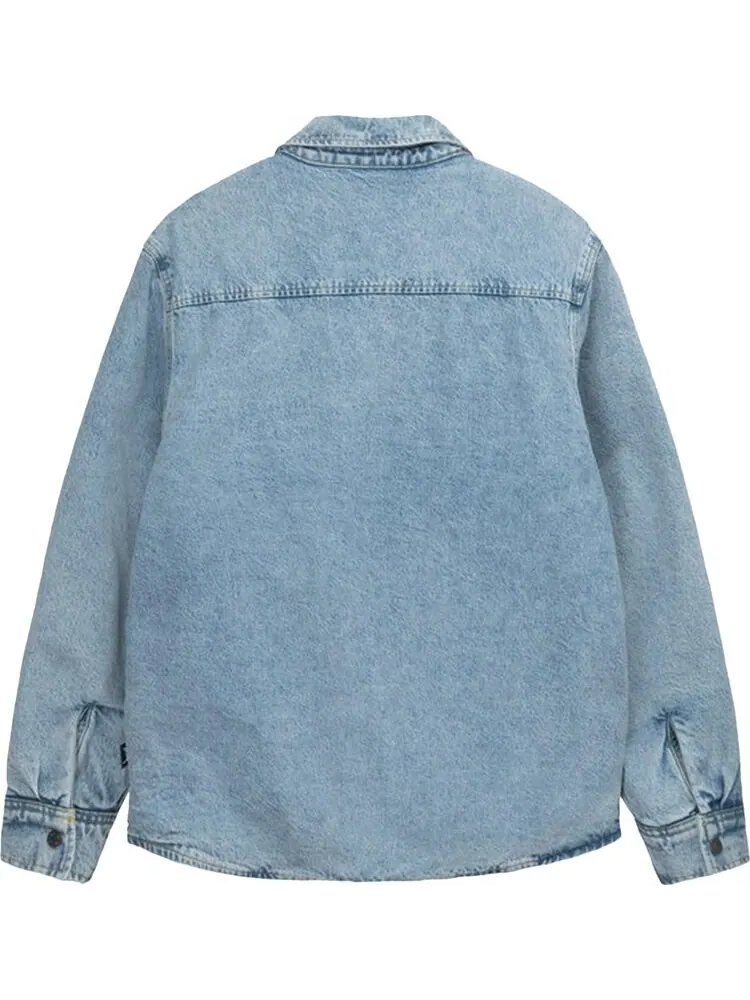Рубашка Stussy Sherpa Lined Denim Shirt 'Stone Washed' — изображение 2 из 2, серый