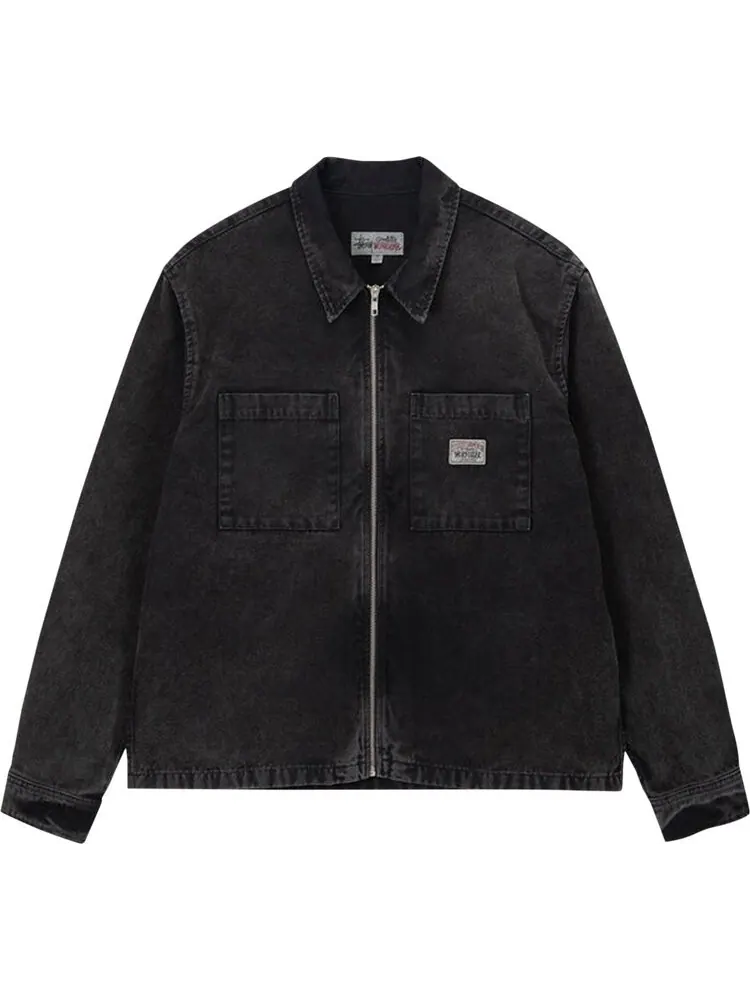 Рубашка Stussy Washed Canvas Zip Shirt 'Black'