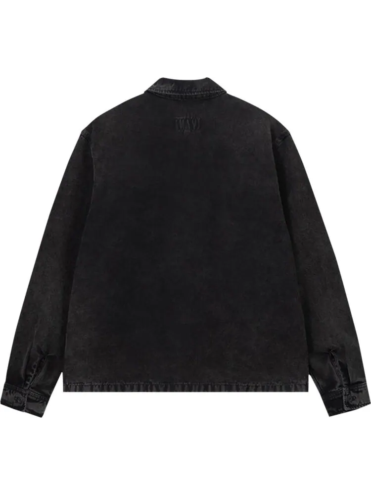 Рубашка Stussy Washed Canvas Zip Shirt 'Black' — изображение 2 из 2, черный