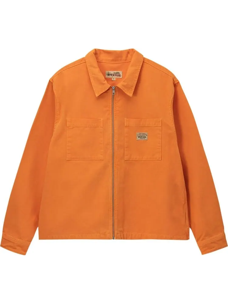 Рубашка Stussy Washed Canvas Zip Shirt 'Orange' — изображение 1 из 2, оранжевый
