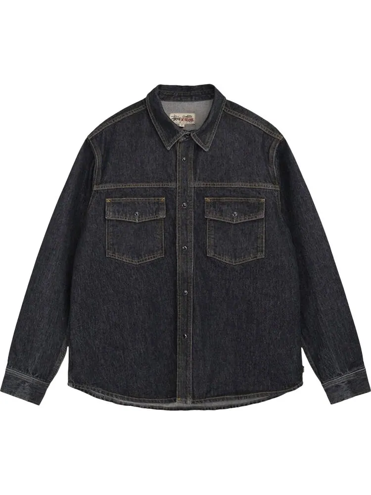 Рубашка Stussy Boxy Western Denim Shirt 'Washed Black'