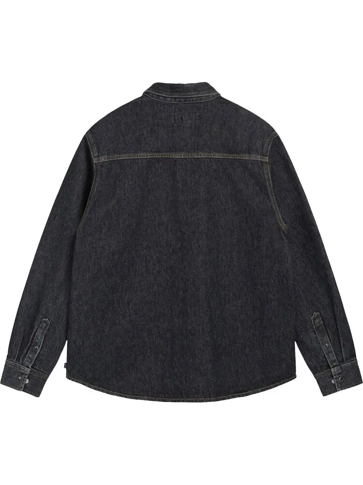 Рубашка Stussy Boxy Western Denim Shirt 'Washed Black' — изображение 2 из 2, черный