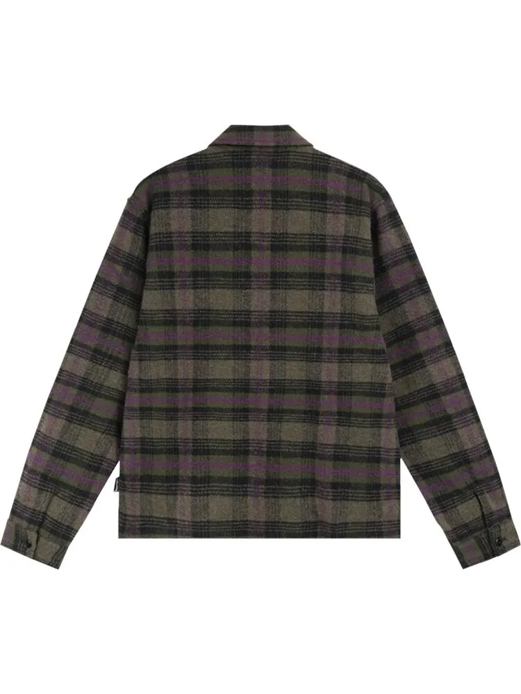 Рубашка Stussy Reed Wool Plaid Zip Shirt 'Green' — изображение 2 из 2, зеленый