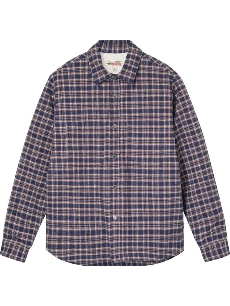 Рубашка Stussy Sherpa Lined Plaid Shirt 'Navy'