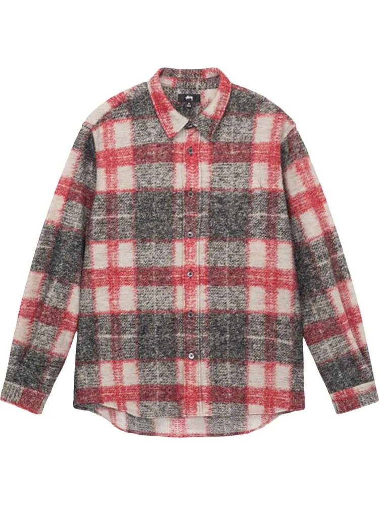 Рубашка Stussy Plaid Knit Shirt 'Red'