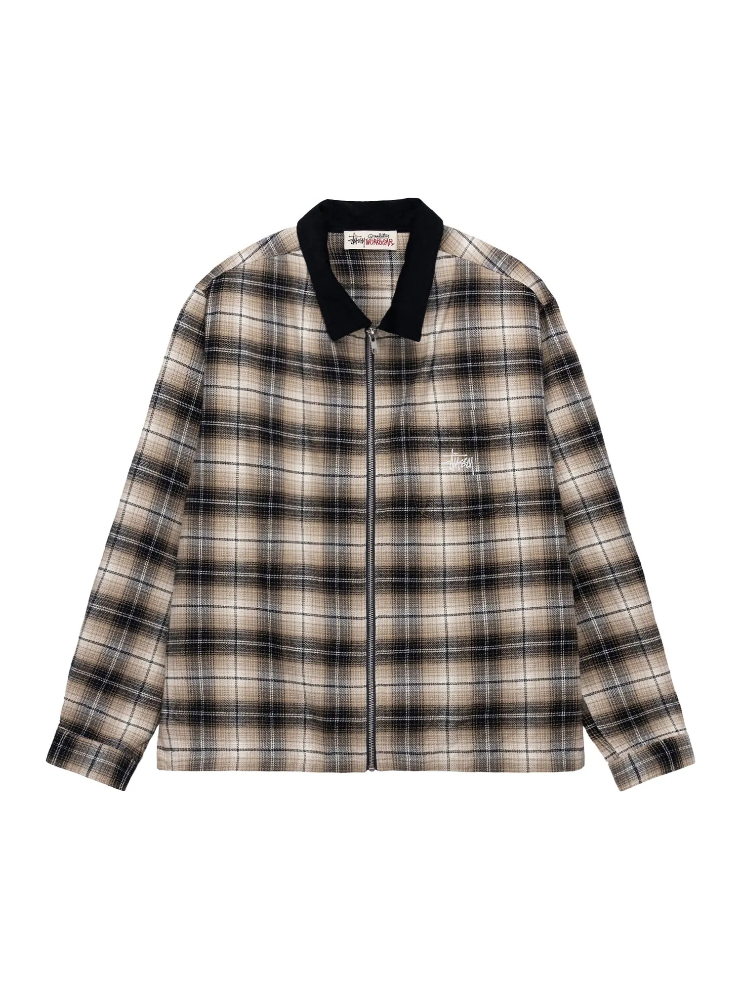 Рубашка на молнии в клетку Stussy Frank — изображение 1 из 2, тауп
