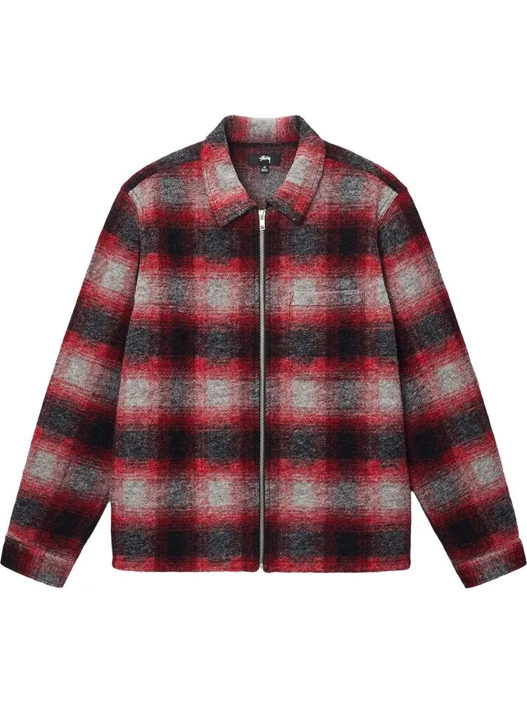 Рубашка Stussy Brushed Wool Plaid Zip 'Red'
