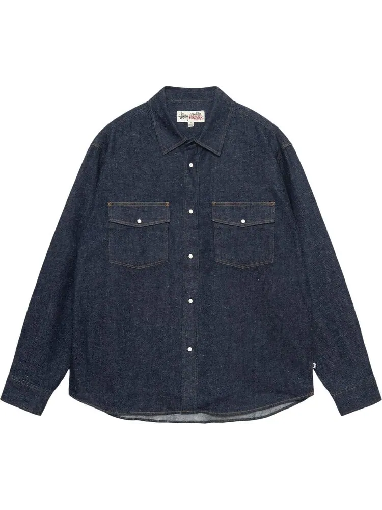 Рубашка Stussy Boxy Western Denim 'Dark Denim'