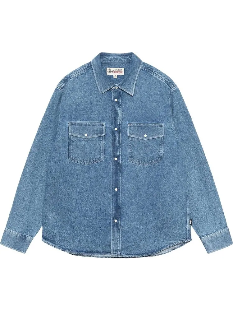 Рубашка Stussy Boxy Western Denim 'Light Denim' — изображение 1 из 2, синий