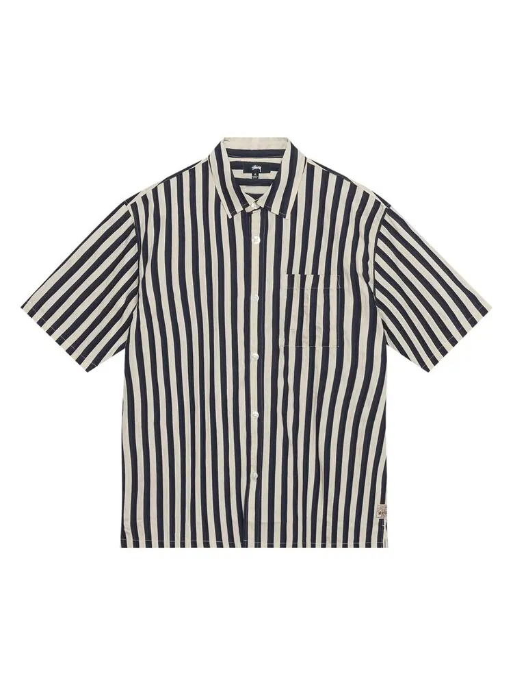 Рубашка Stussy Striped Boxy Flat Hem Shirt — изображение 1 из 2, темно-синий