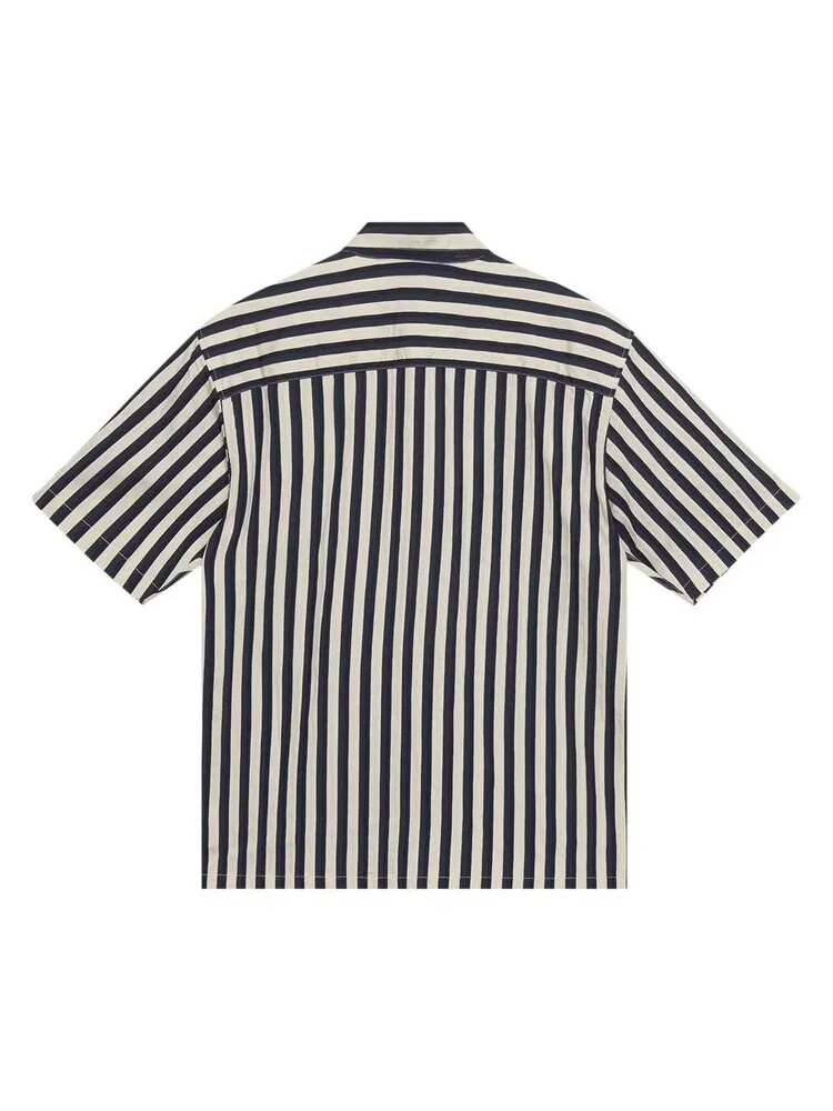 Рубашка Stussy Striped Boxy Flat Hem Shirt — изображение 2 из 2, темно-синий