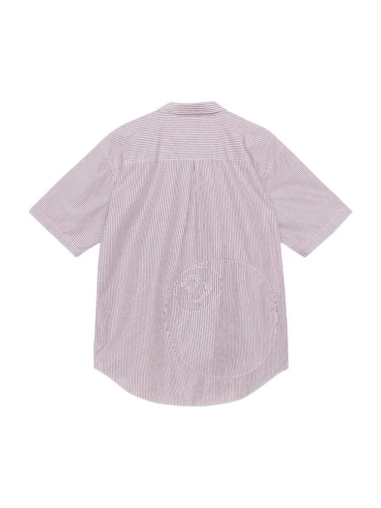 Рубашка Stussy 8 Ball Stripe Boxy Short-Sleeve Shirt — изображение 2 из 2, бордовый