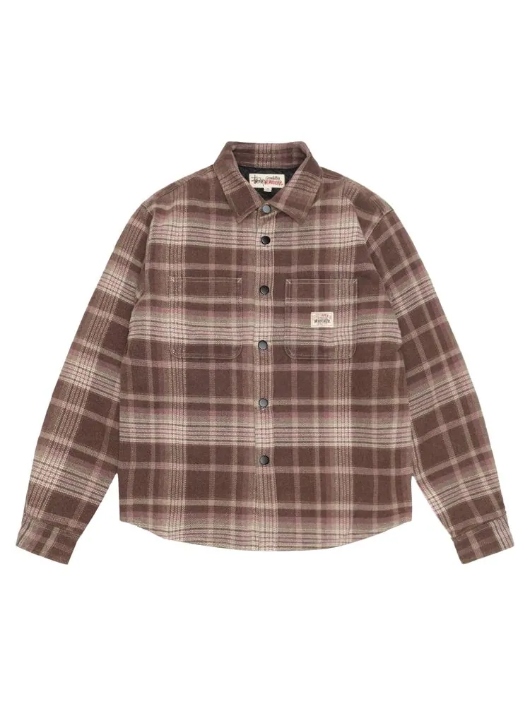 Рубашка Stussy Heavy Washed Plaid Long-Sleeve Shirt Brown