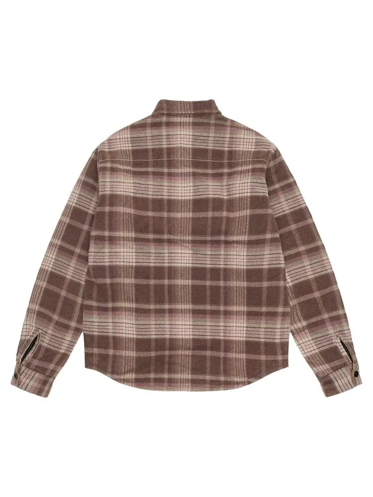 Рубашка Stussy Heavy Washed Plaid Long-Sleeve Shirt Brown — изображение 2 из 2, коричневый