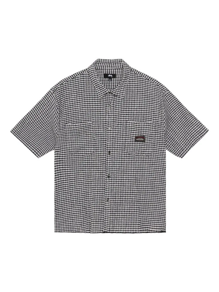 Рубашка Stussy Crinkled Check Short-Sleeve Shirt — изображение 1 из 2, черный