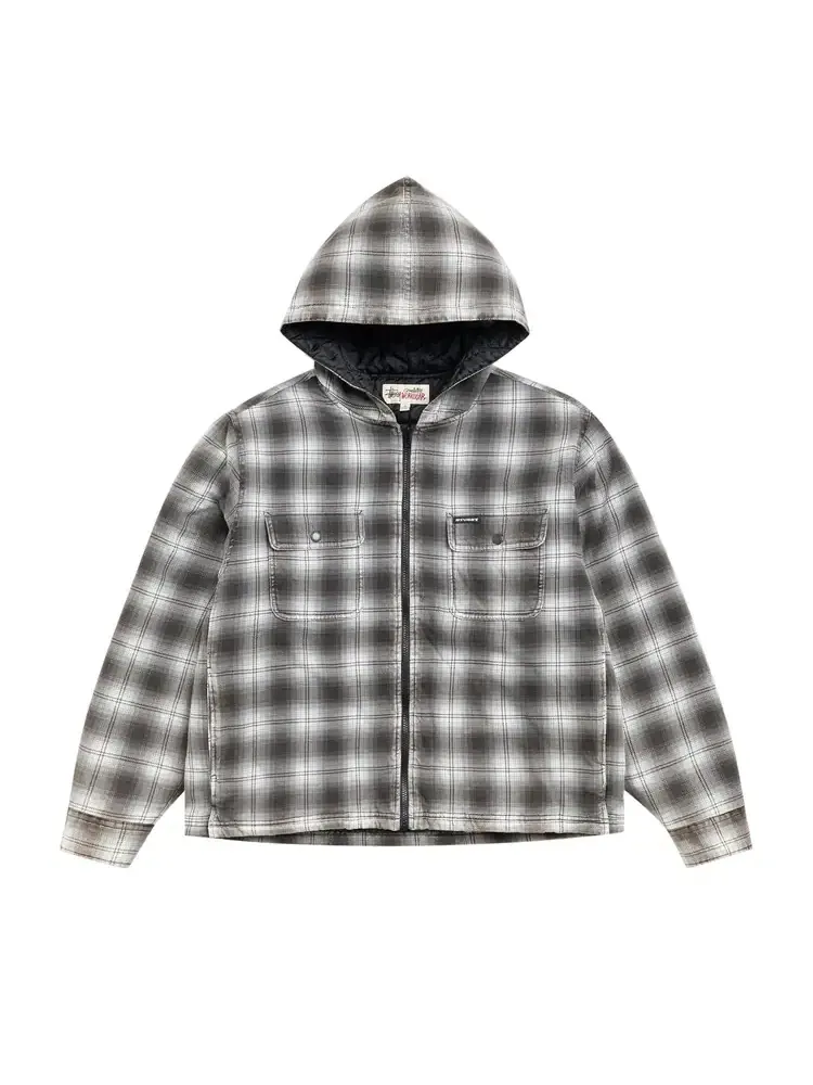 Рубашка Stussy с капюшоном и застежкой-молнией, клетчатая
