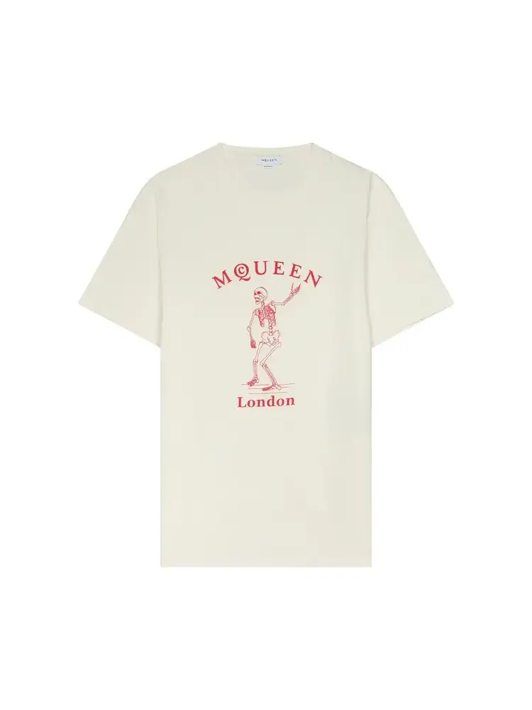 Футболка с изображением танцующего скелета Alexander McQueen — изображение 1 из 1, белый